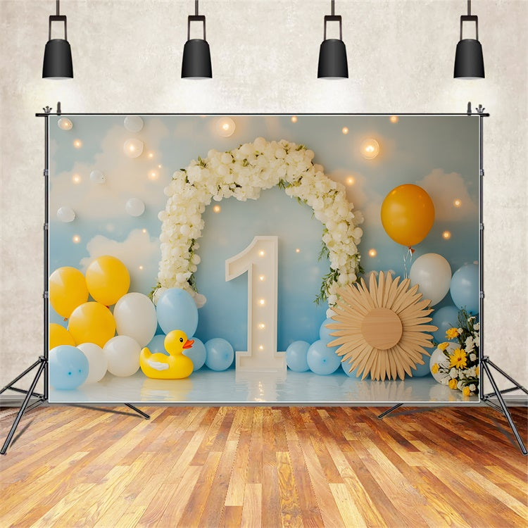 1. Geburtstag Backdrop Ente Ballon Glückseligkeit Backdrop GQ6-301