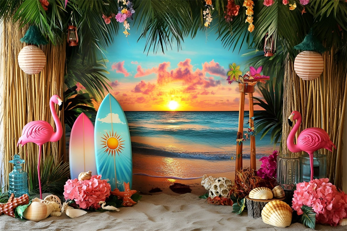 Tropischer Strand Backdrop Floral Sunset Bash Sommer Foto Hintergrund GQ6-31