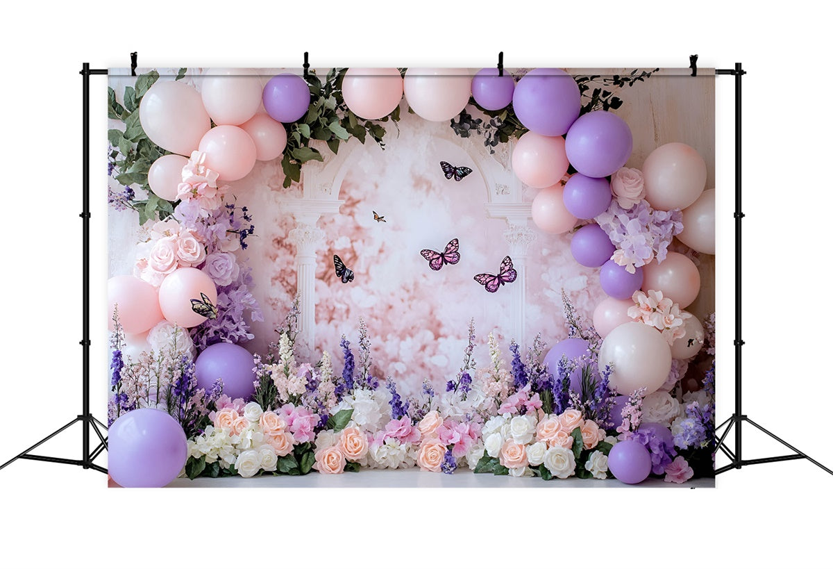 Smash Cake Backdrop Lavendel Garten Schmetterling Backdrop GQ6-310