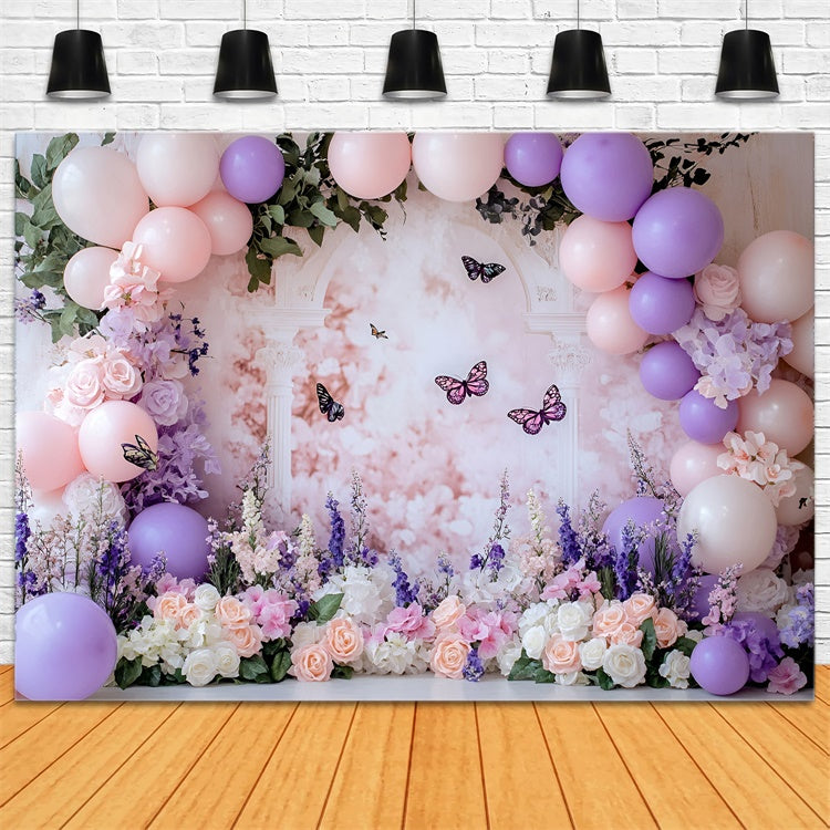 Smash Cake Backdrop Lavendel Garten Schmetterling Backdrop GQ6-310