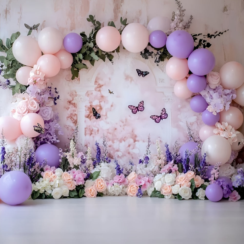 Smash Cake Backdrop Lavendel Garten Schmetterling Backdrop GQ6-310