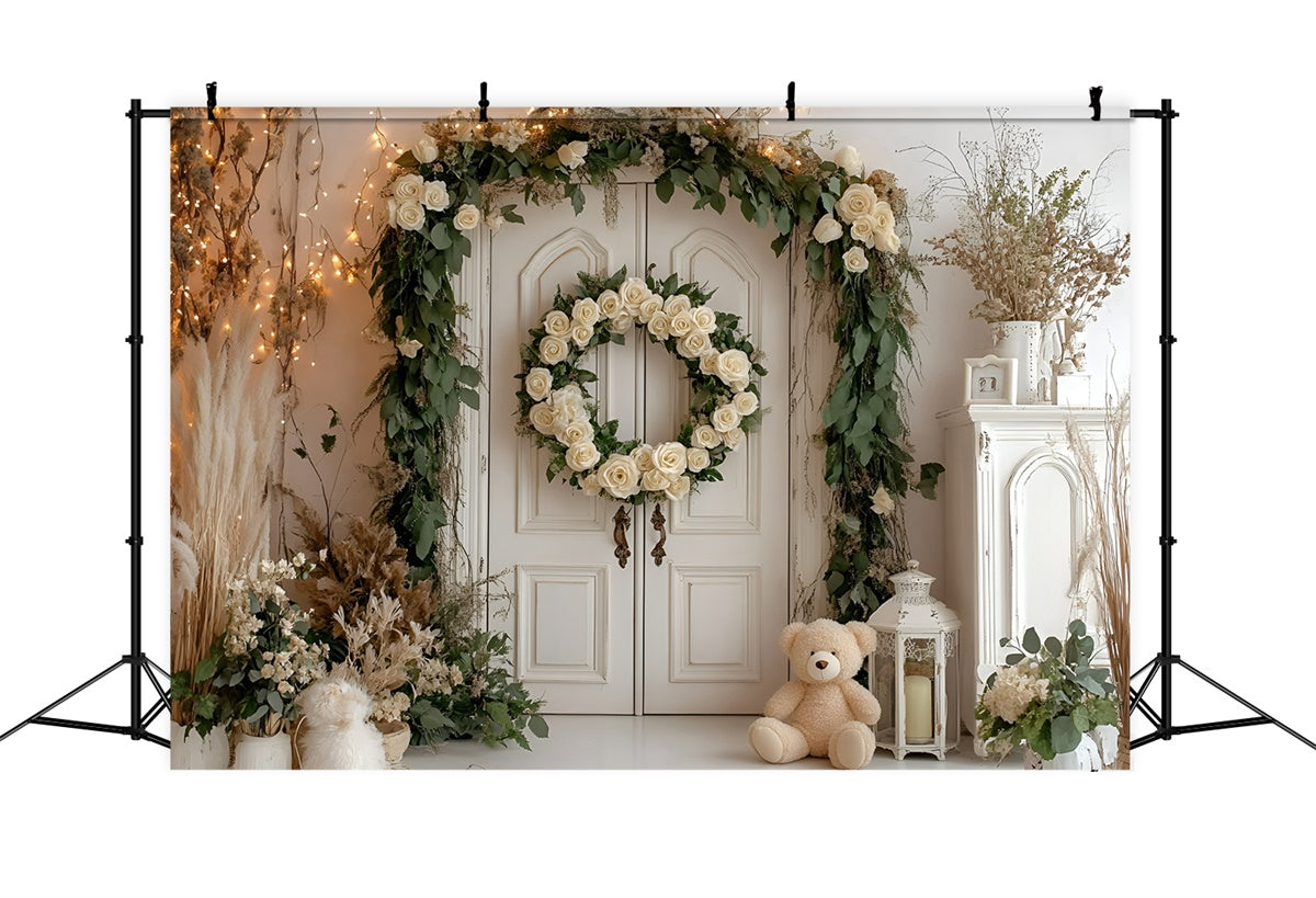 Cake Smash Fotografie Backdrops Rustic Rose Wreath Backdrop GQ6-319