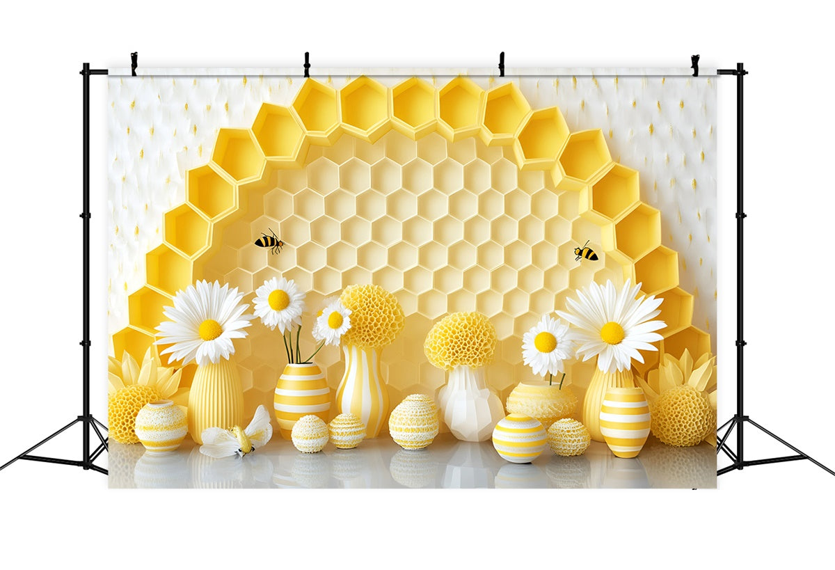 Cake Smash Backdrop Gänseblümchen Hive Delight Hintergrund GQ6-330