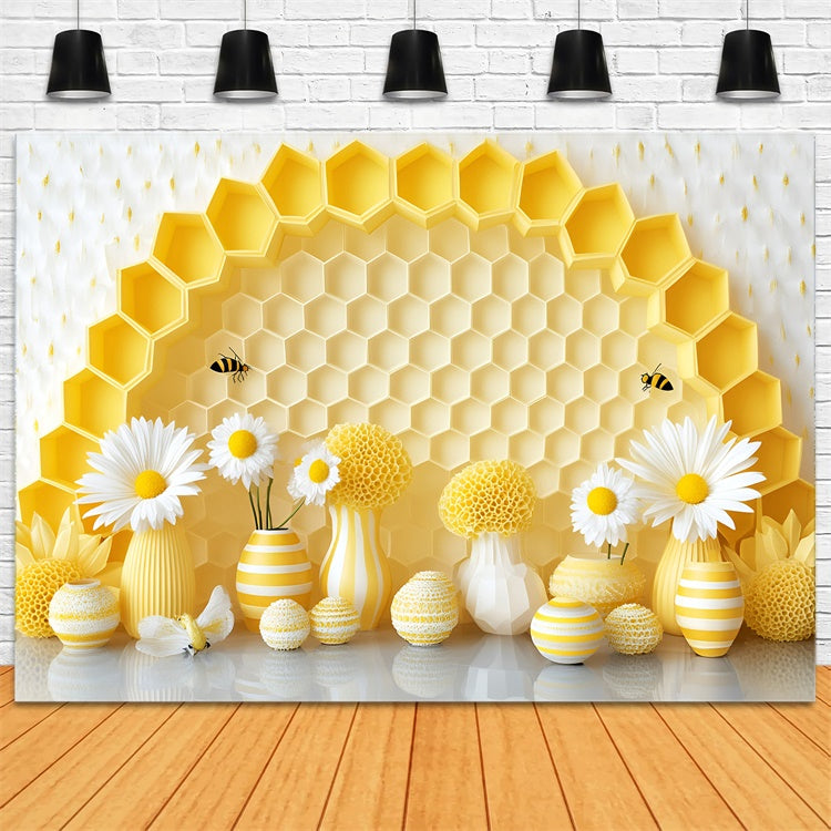 Cake Smash Backdrop Gänseblümchen Hive Delight Hintergrund GQ6-330