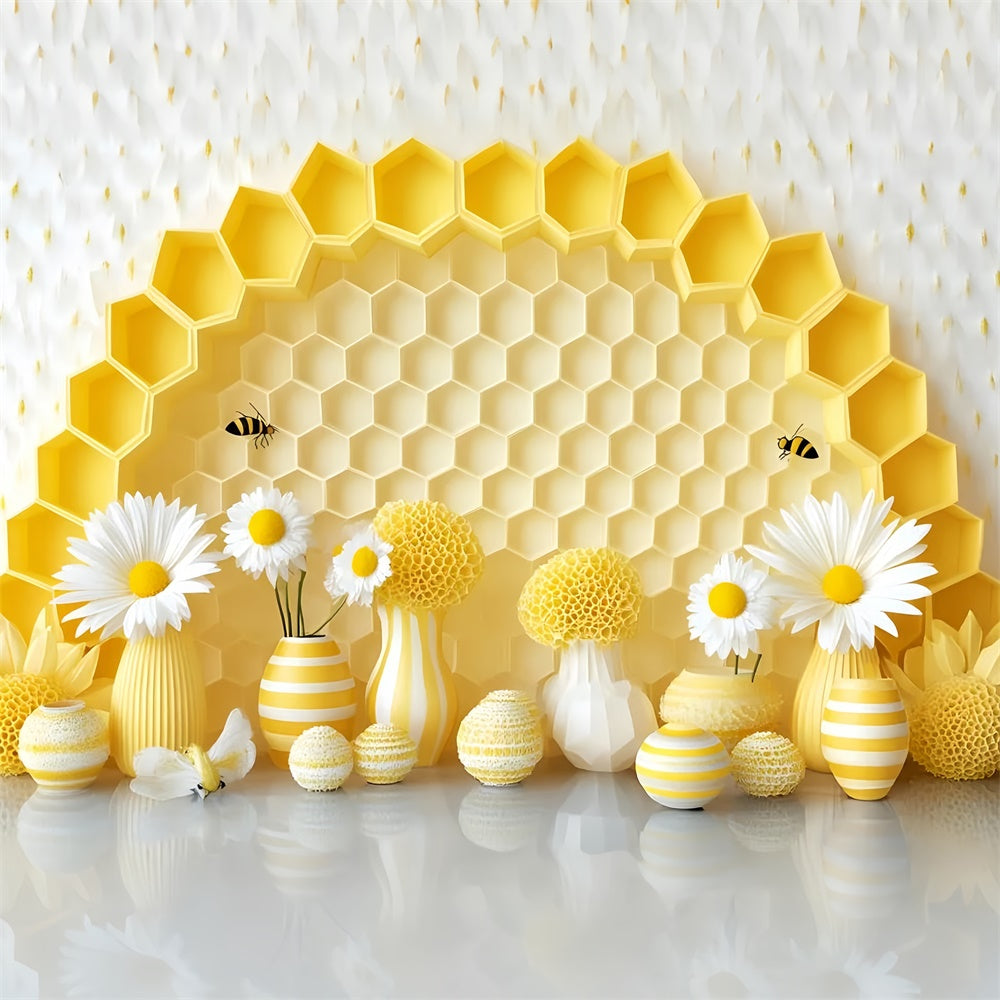 Cake Smash Backdrop Gänseblümchen Hive Delight Hintergrund GQ6-330