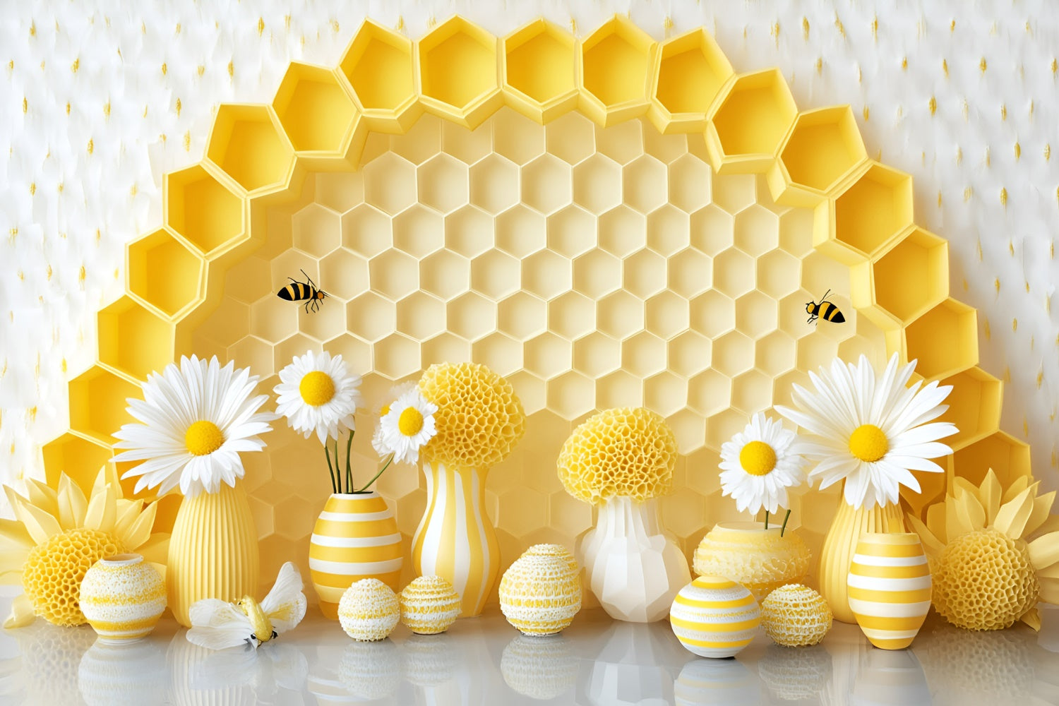 Cake Smash Backdrop Gänseblümchen Hive Delight Hintergrund GQ6-330