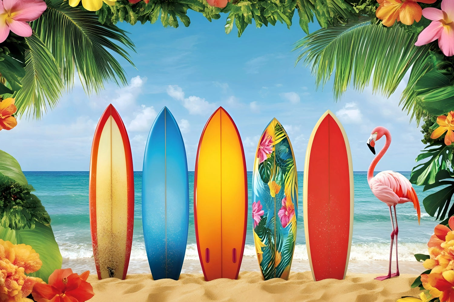 Sommer Strand Backdrop Tropical Surfboard Paradies Backdrop GQ6-34
