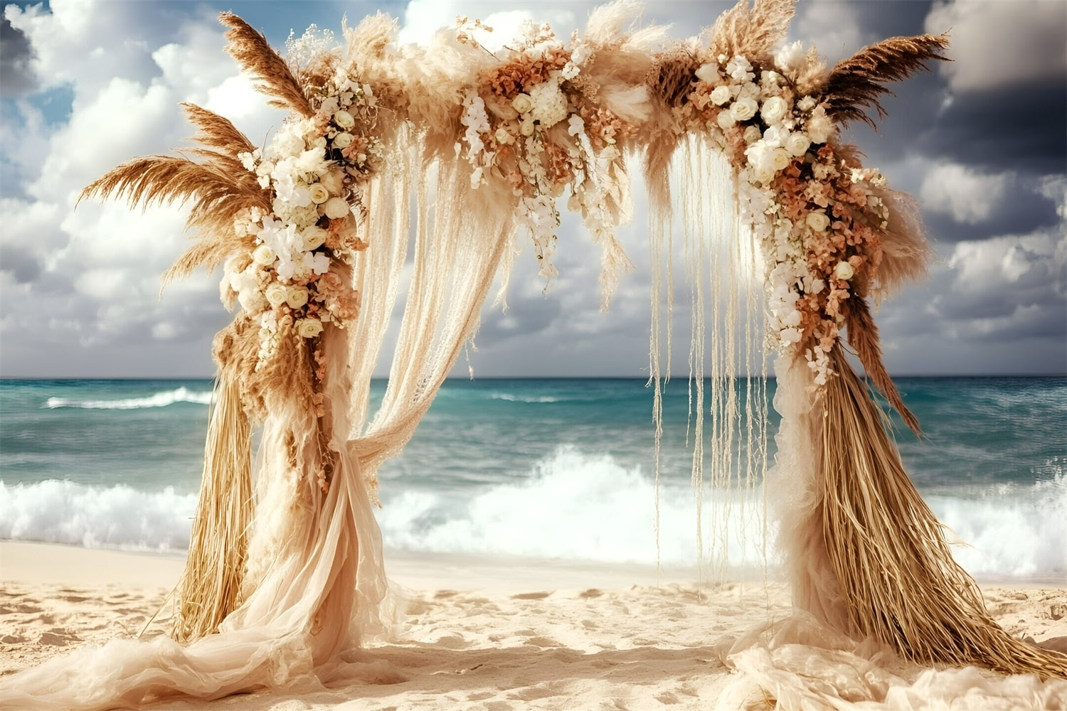 Boho Fotografie Hintergrund Pampas Welle Hochzeit Sommer Hintergrund GQ6-42