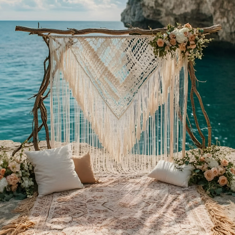 Boho Fotokulisse Tranquil Cove Hochzeit Sommer Fotokulisse GQ6-44