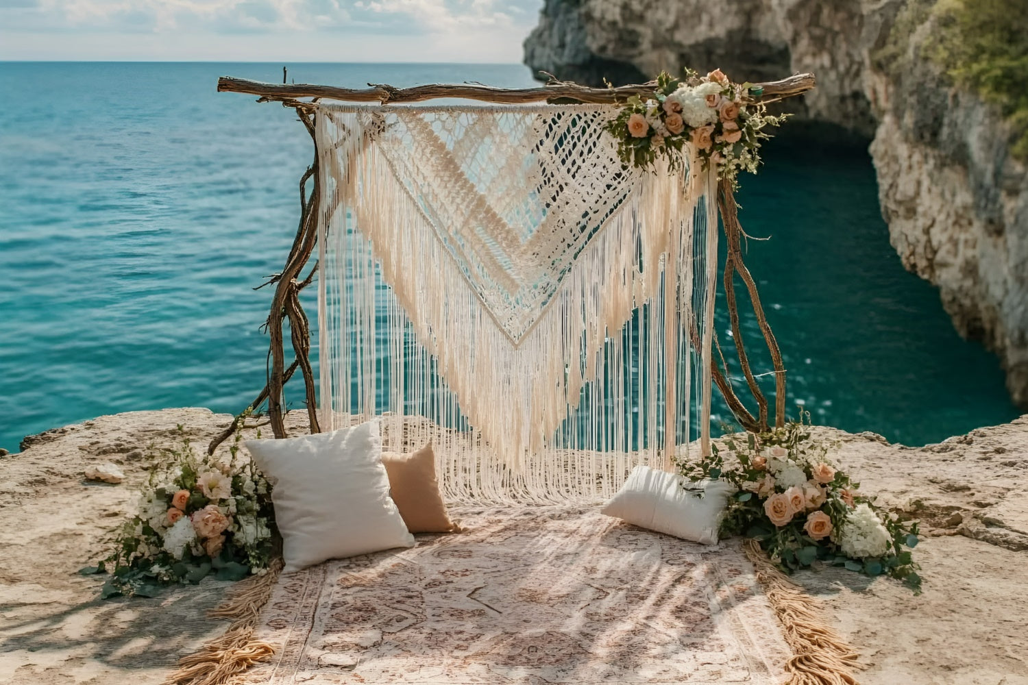 Boho Fotokulisse Tranquil Cove Hochzeit Sommer Fotokulisse GQ6-44