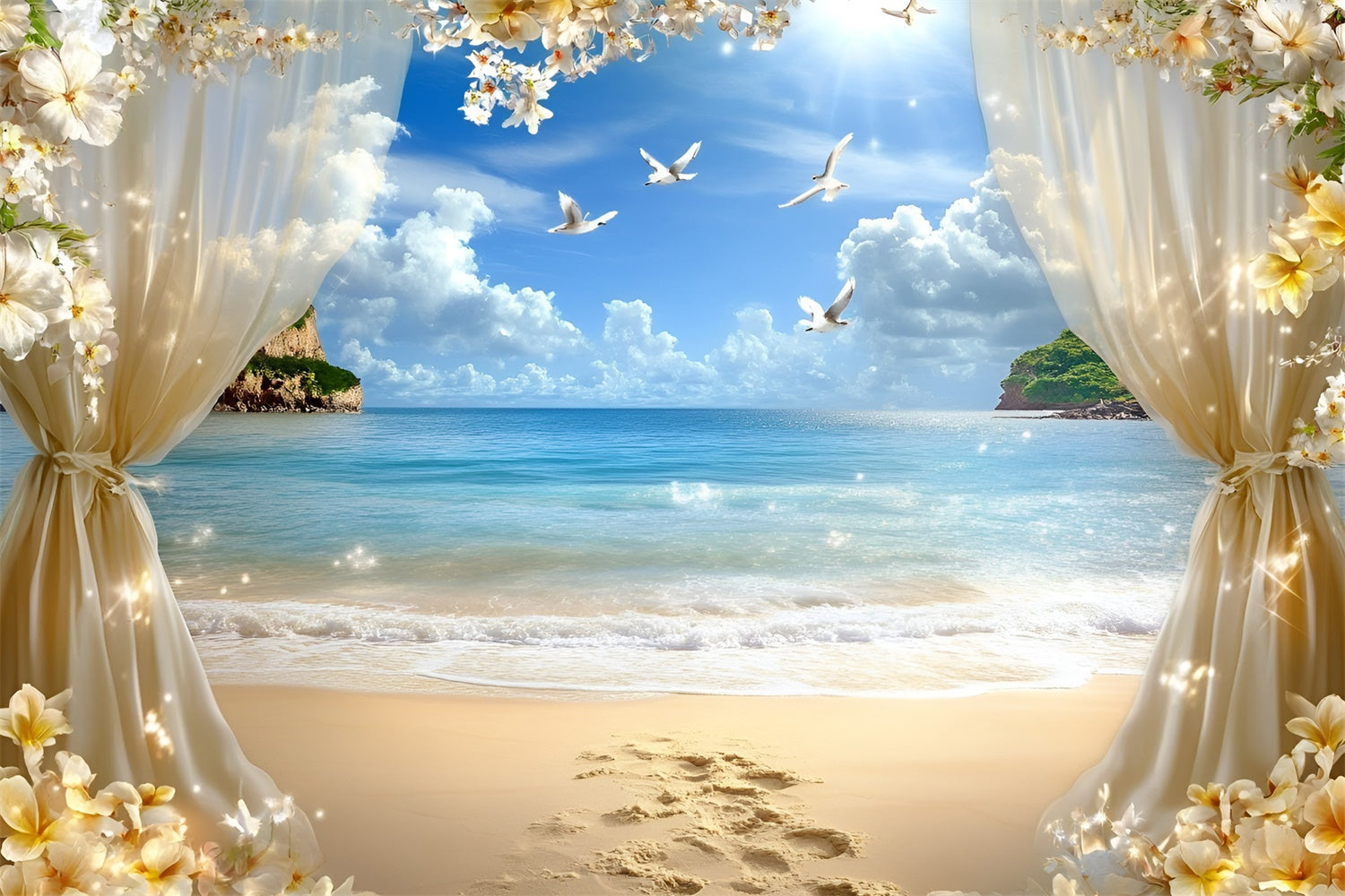 Strand-Themen-Hintergrund Trauminsel-Horizont Sommer-Hintergrund GQ6-49