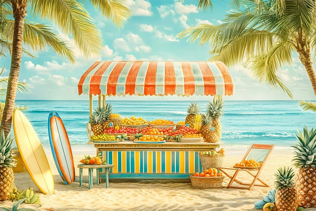 Tropischer Strand-Hintergrund Surf-Fruchtstand Sommer-Fotohintergrund GQ6-54