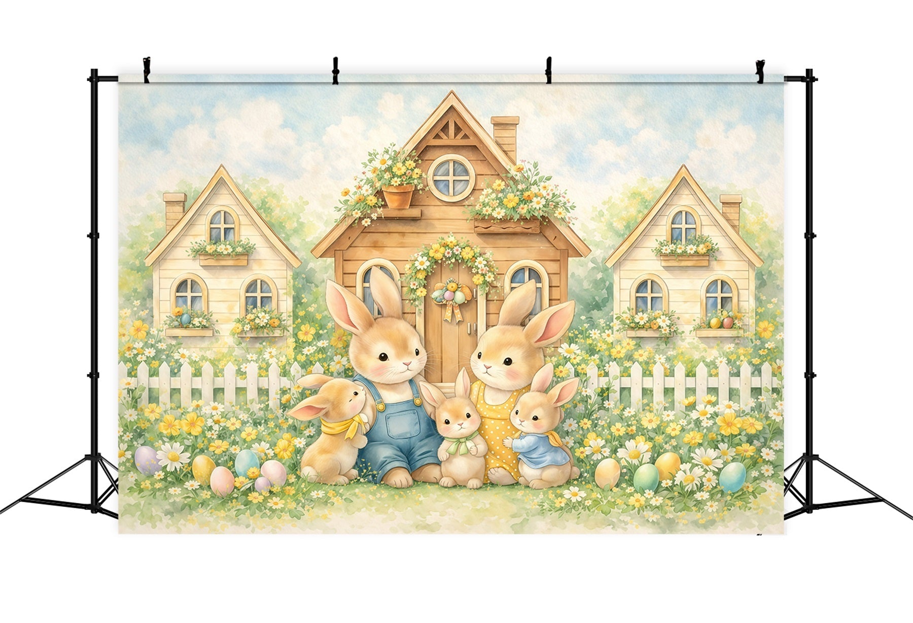 Peter Rabbit-Hintergrund Bilderbuch-Hasenfamilie Dorf Oster-Fotoshooting-Hintergrund GQ61-15