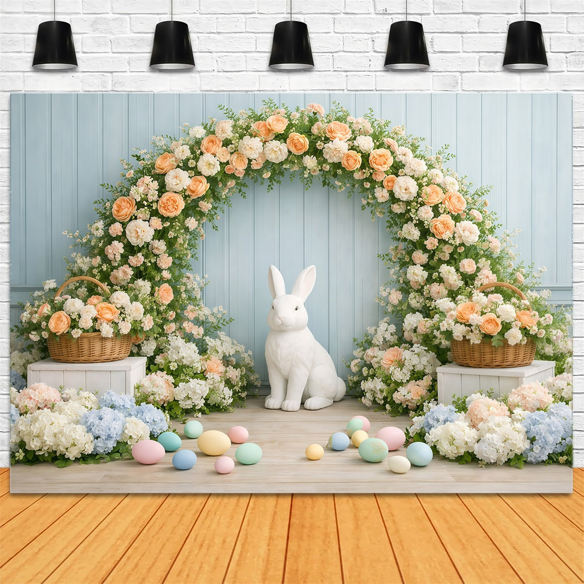 Osterwandhintergrund Blütenhase Blumenbogen Osterhintergrund für Fotografie GQ61-18