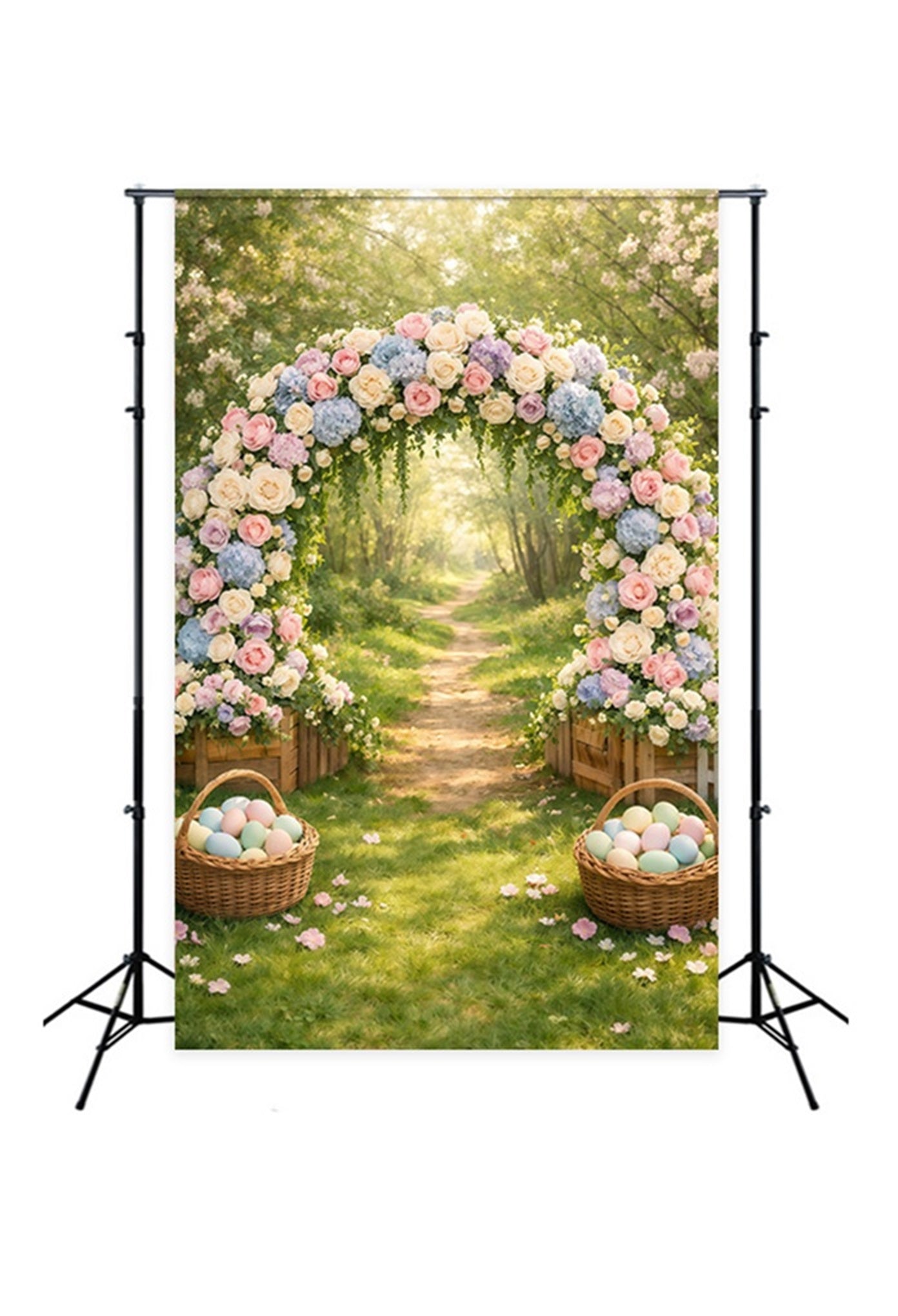 Oster-Frühlingshintergründe Pastellfarbener Blumenbogen Fotografie Osterhintergrund GQ61-20