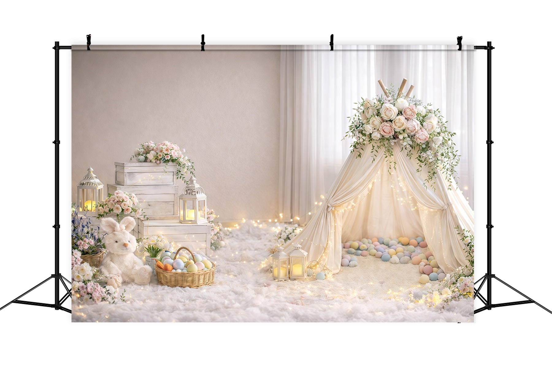 Baby-Oster-Hintergrund Sanft leuchtender Blumen-Tipi Oster-Fotografie-Hintergründe zu verkaufen GQ61-39