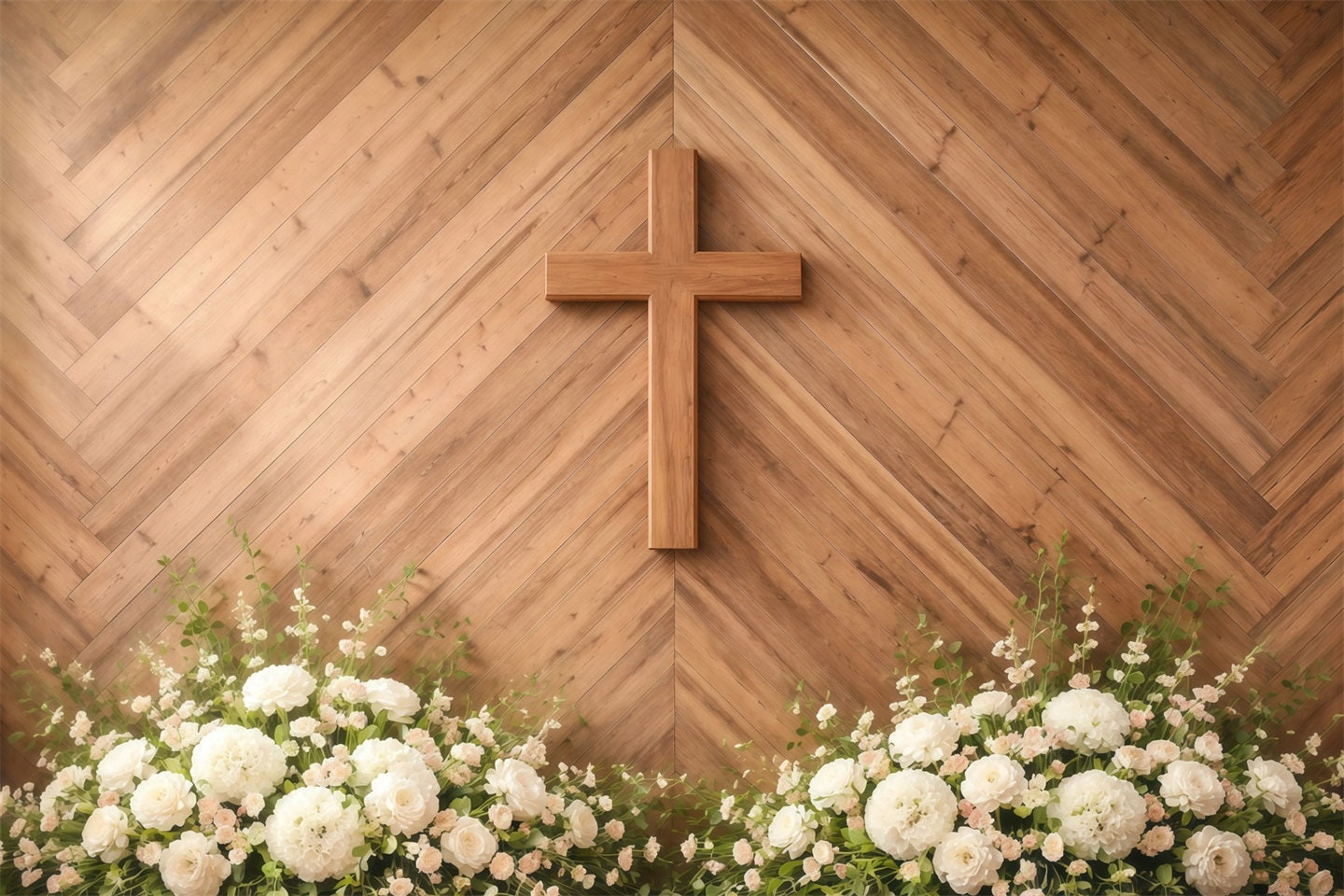 Ostersonntag-Hintergrund Holzkreuz Blumenaltar Ostern-Bildhintergrund-Ideen GQ61-4
