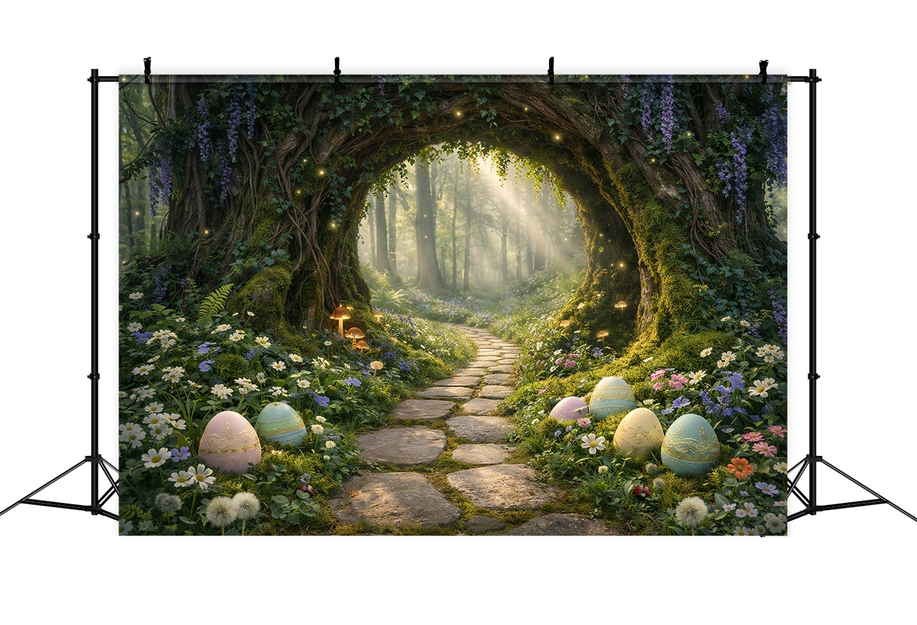 Oster-Waldweg-Hintergrund Zauberwald-Tunneleingang Osterbilder-Hintergrund GQ61-61