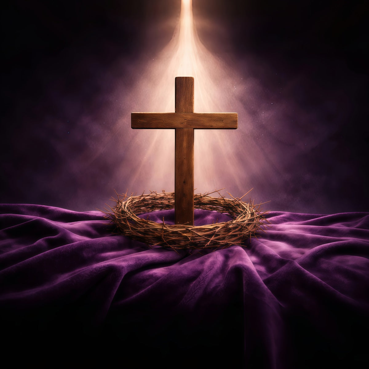 Oster-Sonntag-Fotohintergrund Dornenkrone Kreuz Licht-Fotohintergrund Ostern GQ61-7