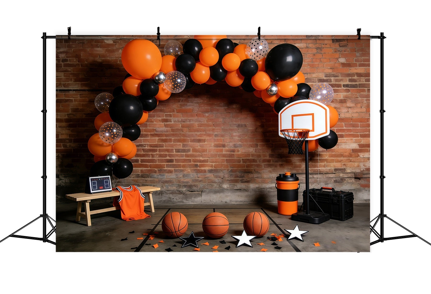 Basketball-Hintergründe Backsteinmauer Ballonbogen Sportfotografie-Hintergründe GQ61-73