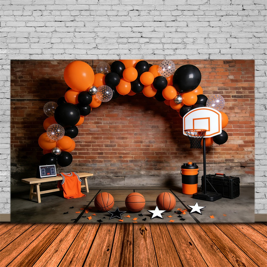 Basketball-Hintergründe Backsteinmauer Ballonbogen Sportfotografie-Hintergründe GQ61-73