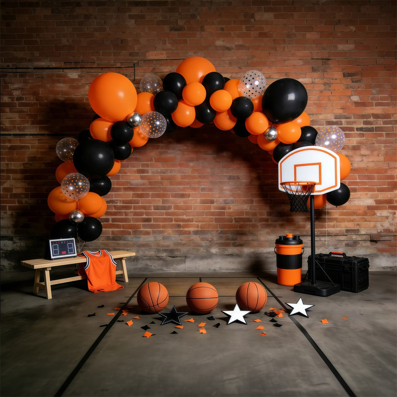 Basketball-Hintergründe Backsteinmauer Ballonbogen Sportfotografie-Hintergründe GQ61-73
