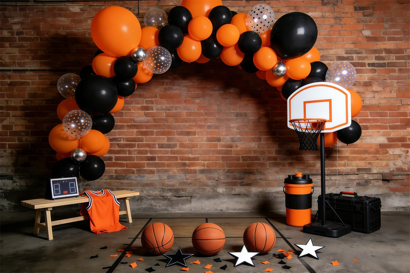 Basketball-Hintergründe Backsteinmauer Ballonbogen Sportfotografie-Hintergründe GQ61-73