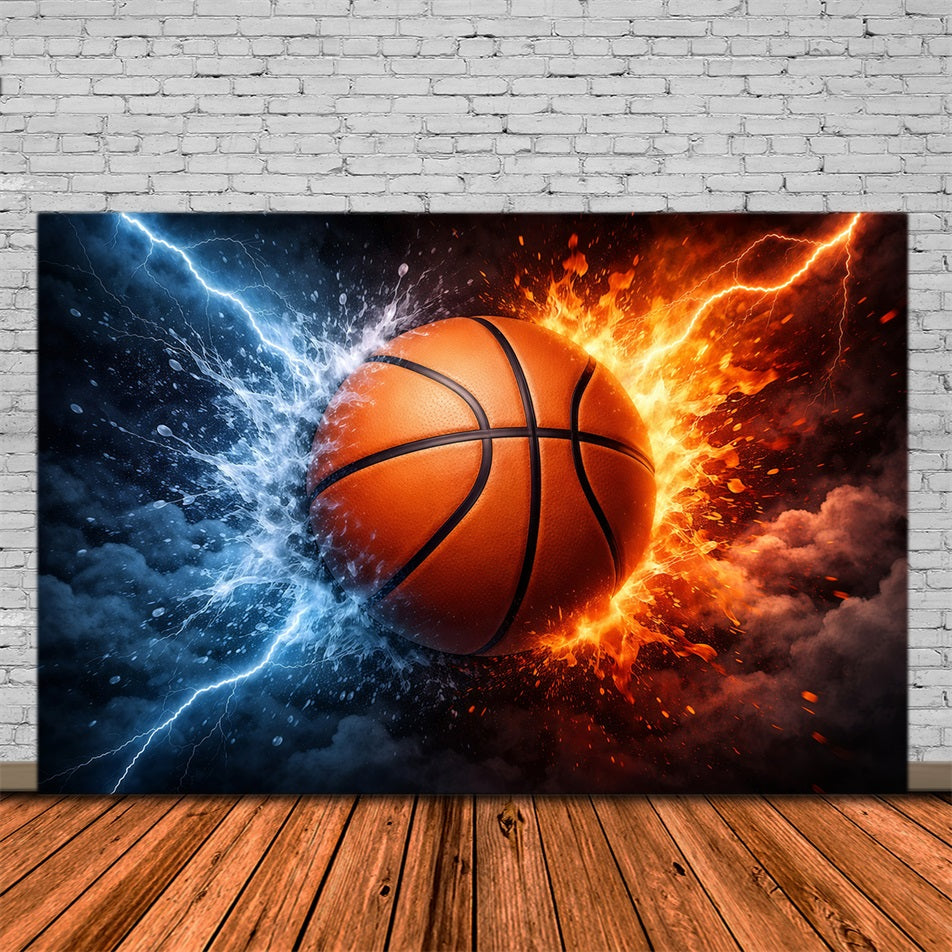 Basketball-Hintergründe Wasser Feuer Energie Explosion Sport-Hintergründe für Fotografie GQ61-81