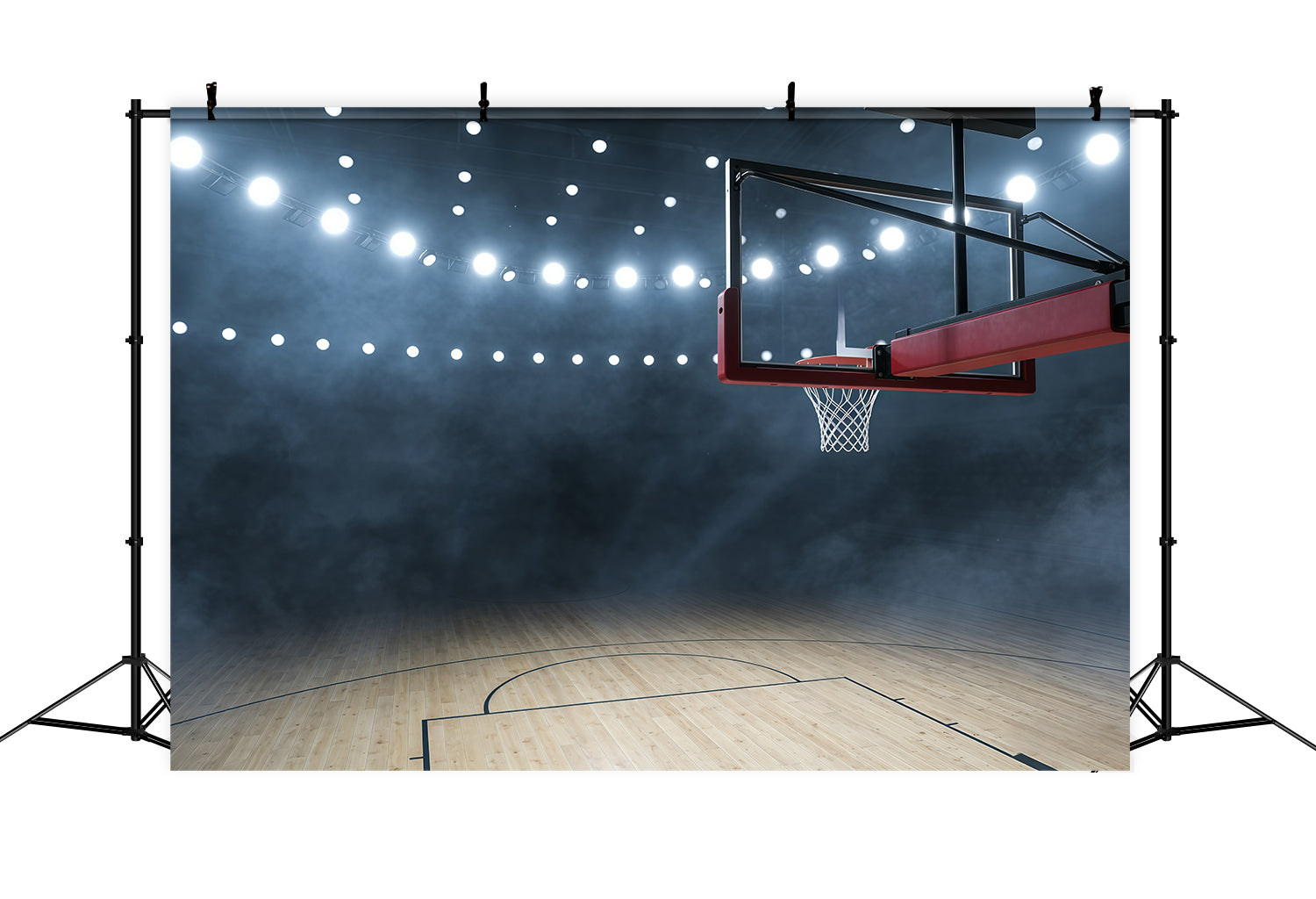 Basketball-Fotografie-Hintergrund Arena-Lichter Court-Korb Sport-Hintergrund GQ61-84
