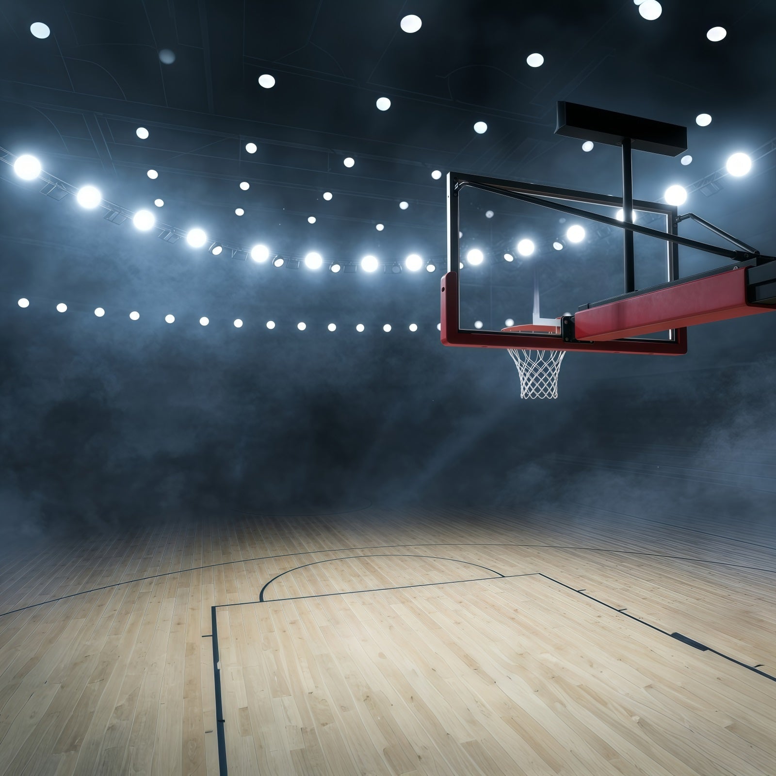 Basketball-Fotografie-Hintergrund Arena-Lichter Court-Korb Sport-Hintergrund GQ61-84