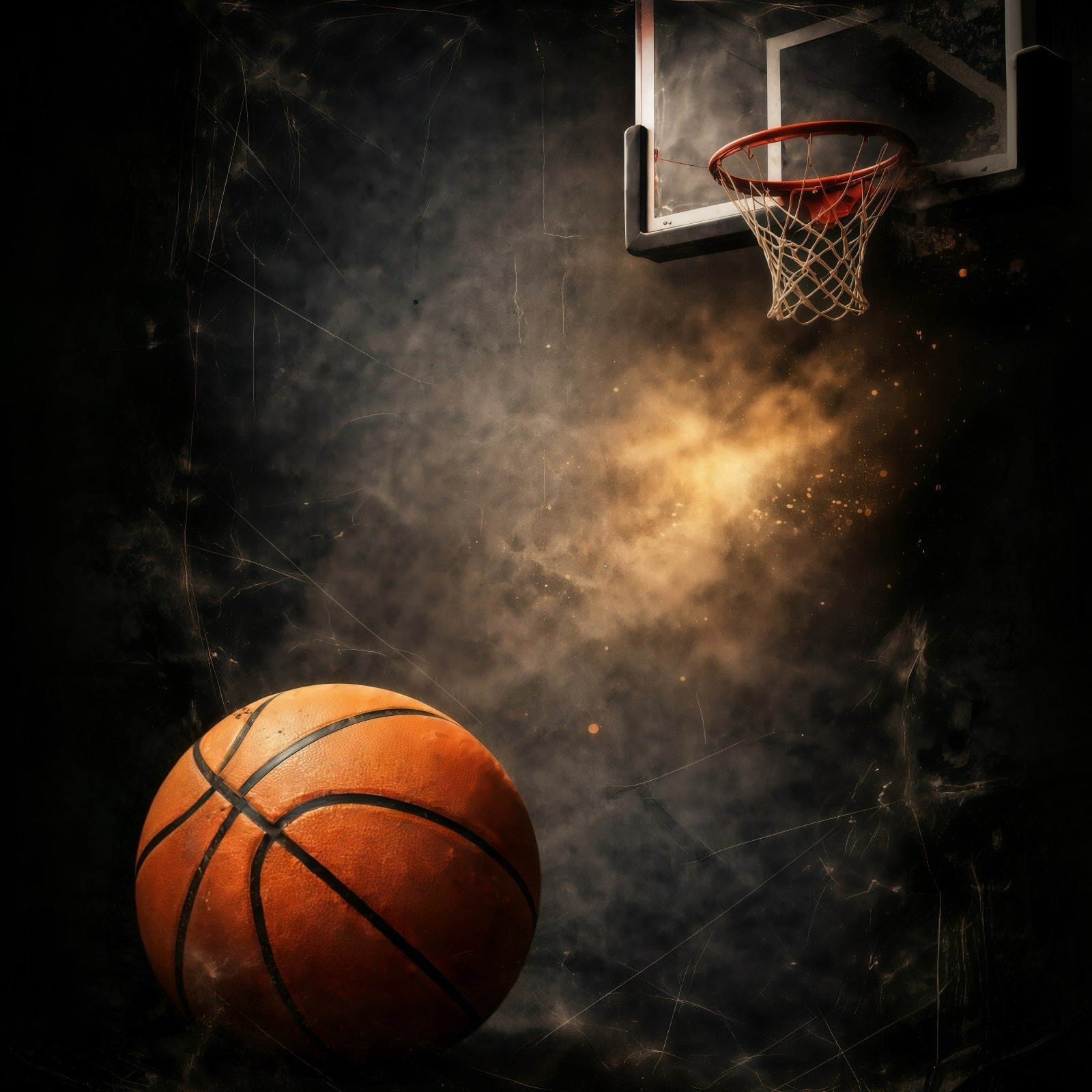 Basketball-Fotohintergrund Grunge Hoop Staub Explosion Sport-Themenhintergrund GQ61-87