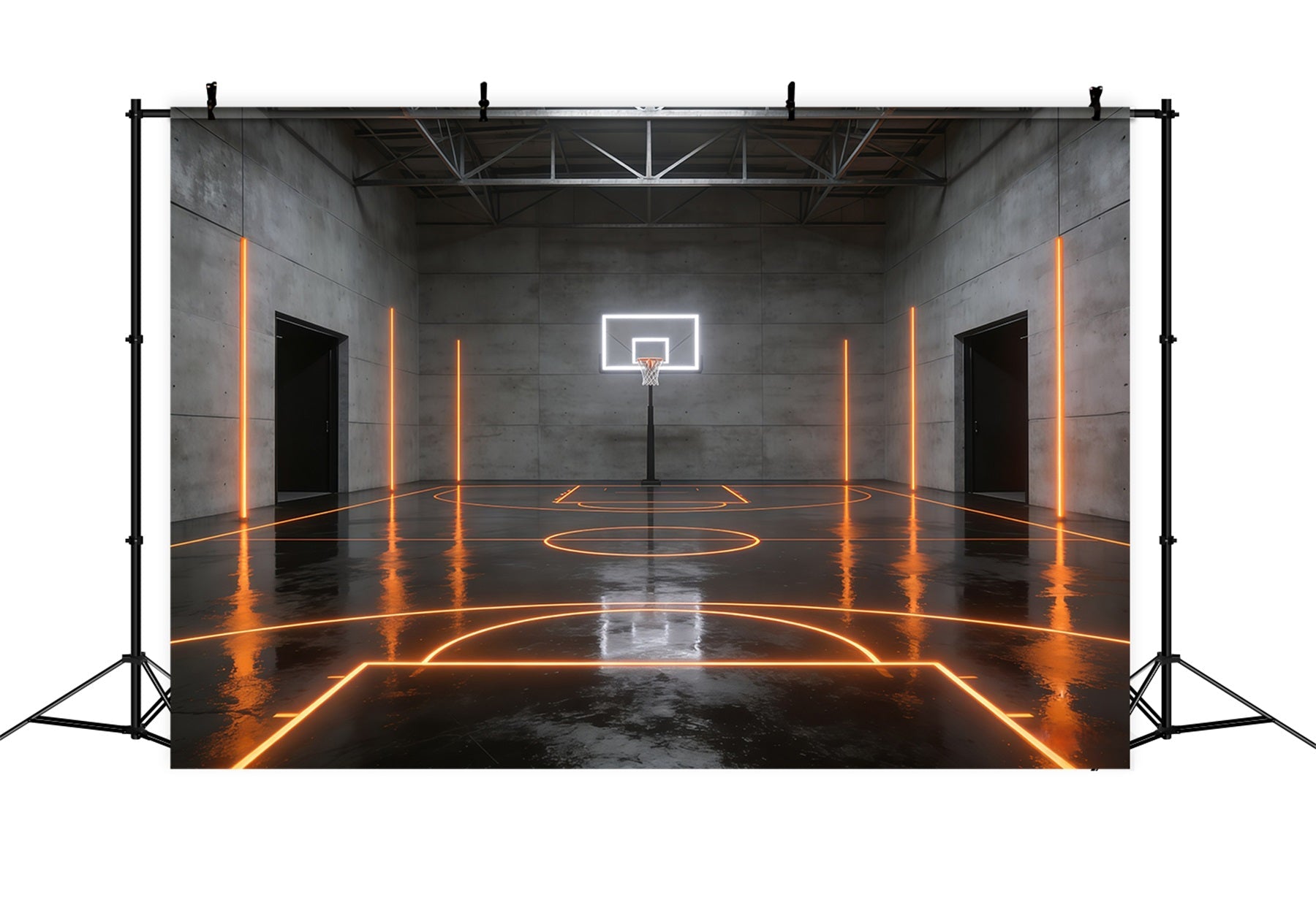 Basketball-Fotografie-Hintergrund Futuristischer Neon-Stadion-Court-Sport-Hintergrund GQ61-89