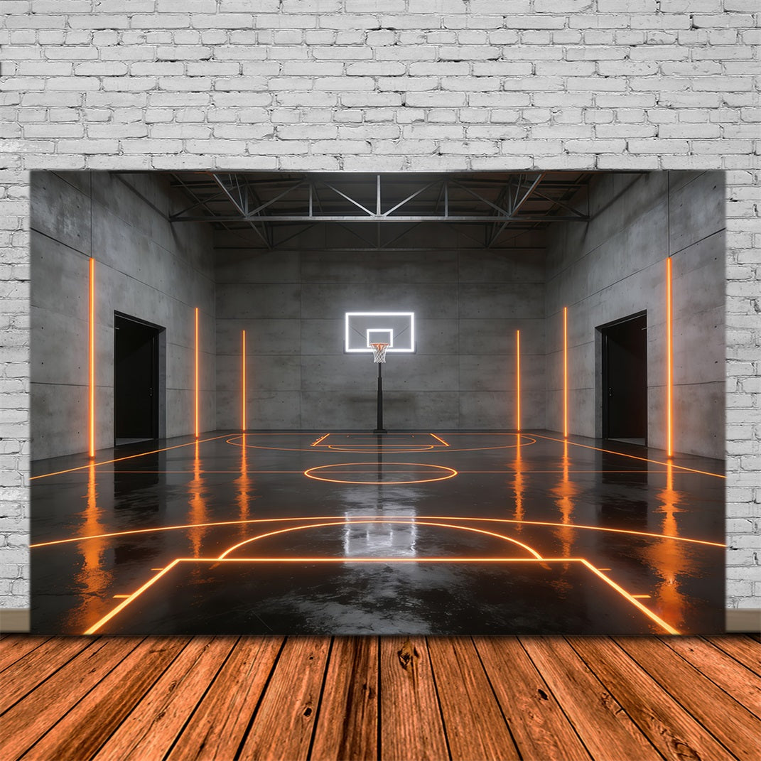 Basketball-Fotografie-Hintergrund Futuristischer Neon-Stadion-Court-Sport-Hintergrund GQ61-89