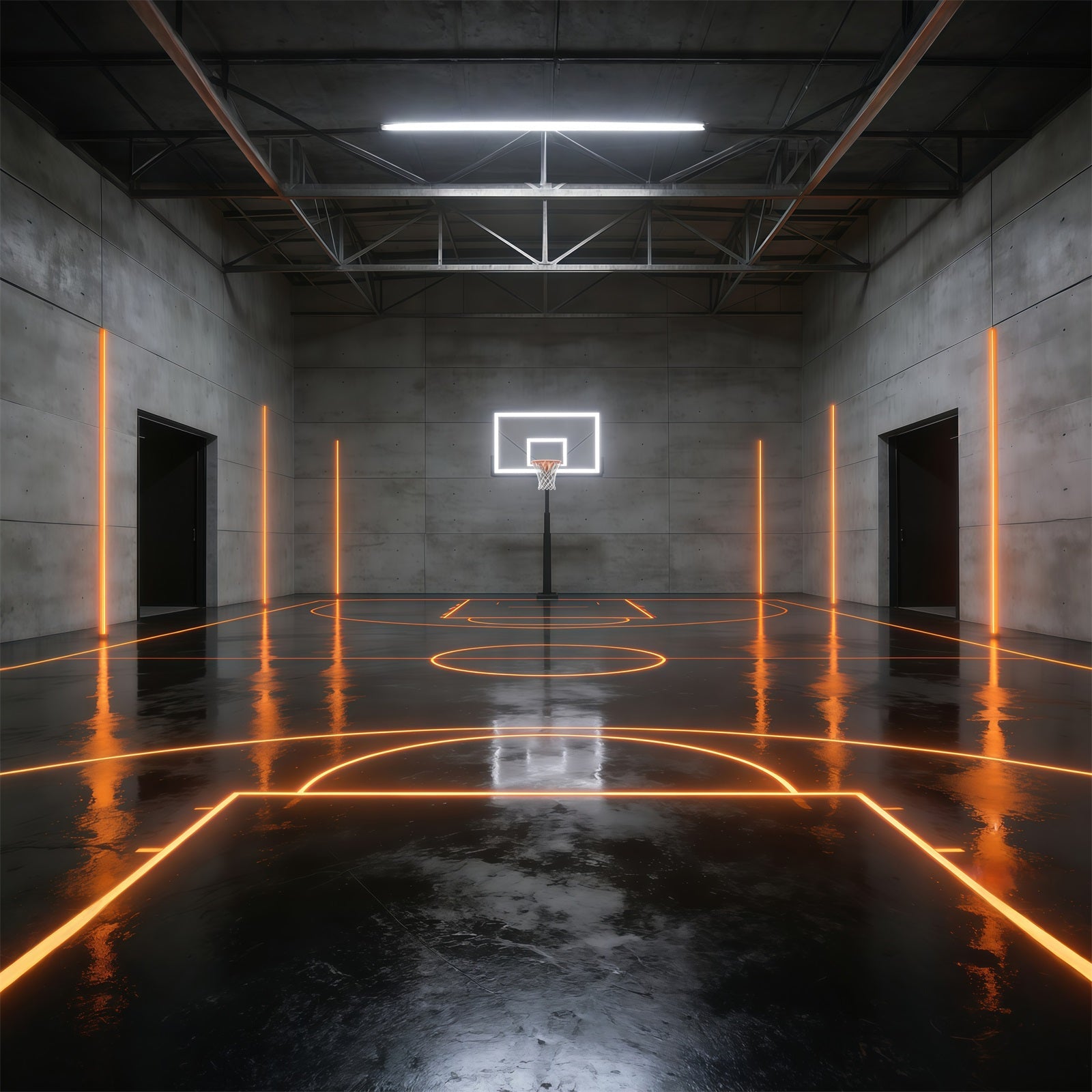 Basketball-Fotografie-Hintergrund Futuristischer Neon-Stadion-Court-Sport-Hintergrund GQ61-89