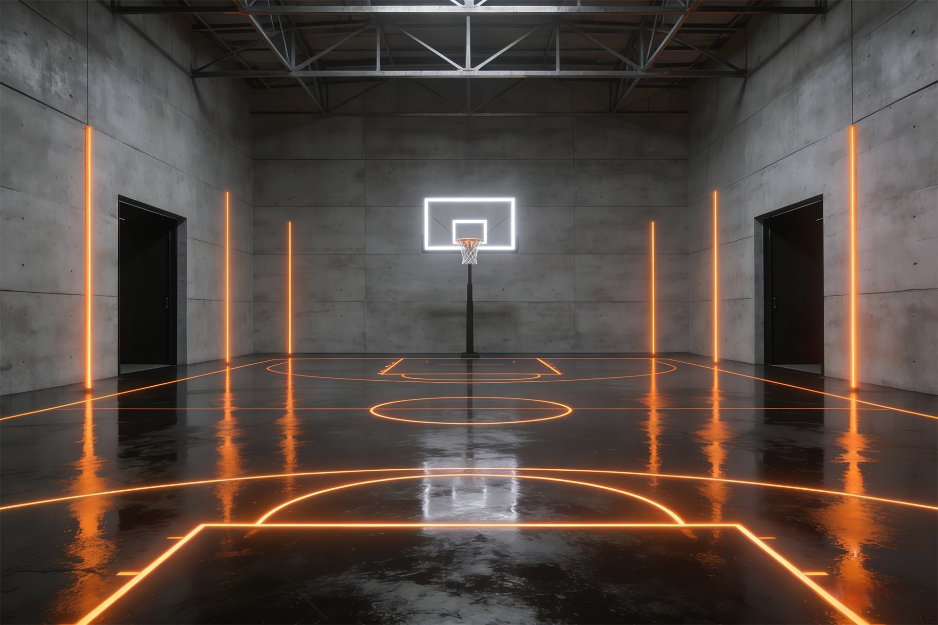 Basketball-Fotografie-Hintergrund Futuristischer Neon-Stadion-Court-Sport-Hintergrund GQ61-89