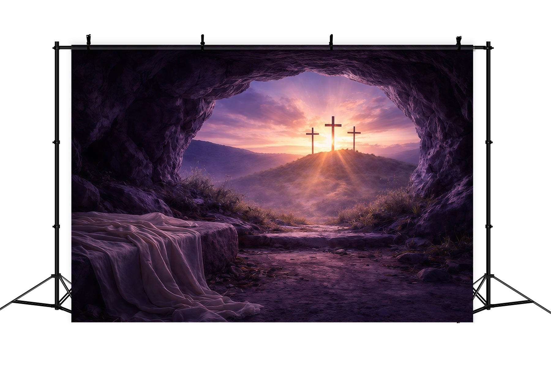 Ostergrab-Hintergrund Auferstehung Morgendämmerung Leeres Grab Osterfotografie-Hintergründe zu verkaufen GQ61-9