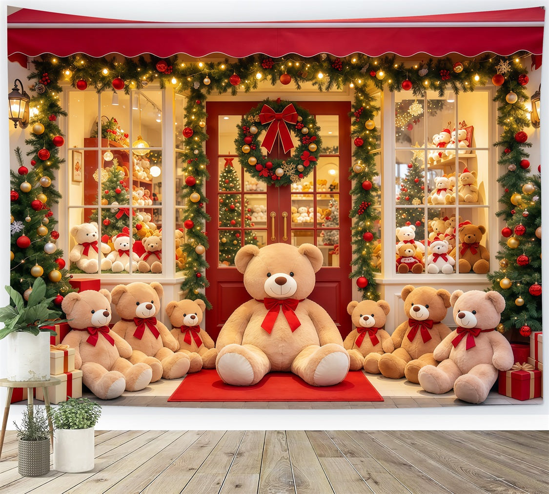 Weihnachtsladen-Hintergrund Teddybär-Spielzeugladen-Schaufenster GQ610-101