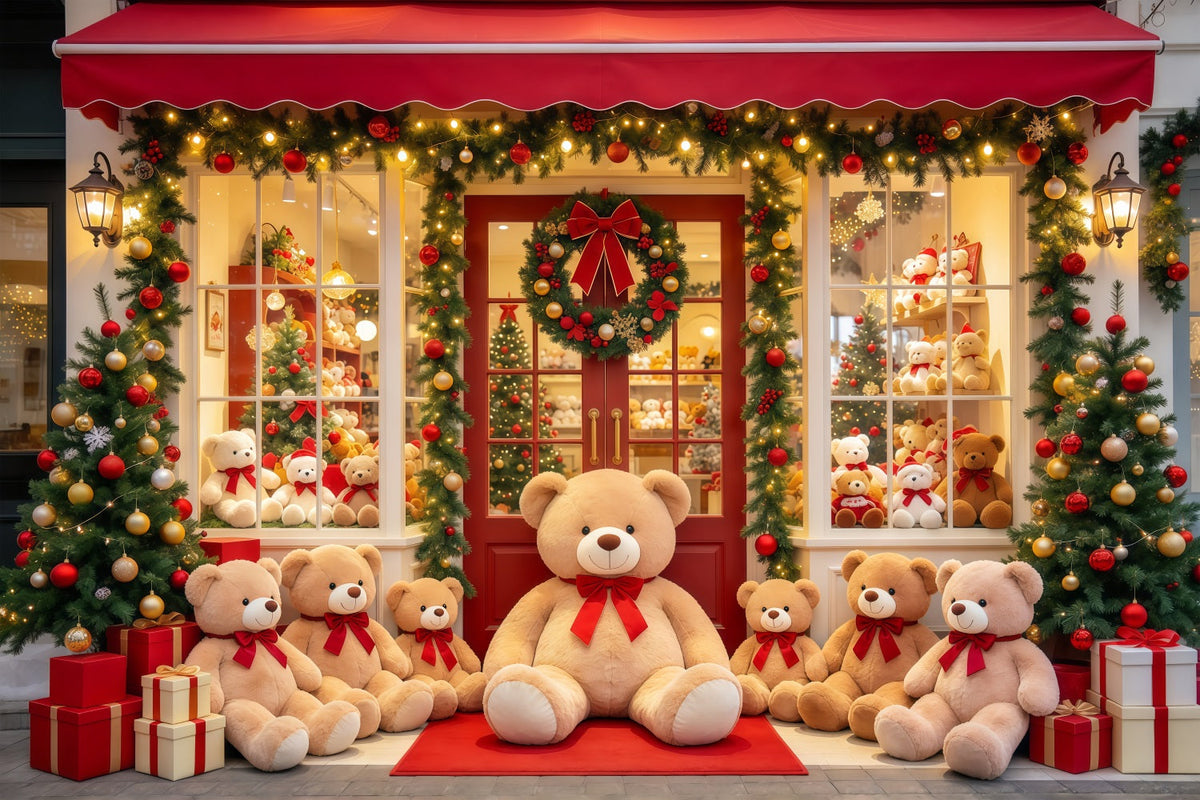 Weihnachtsladen-Hintergrund Teddybär-Spielzeugladen-Schaufenster GQ610-101