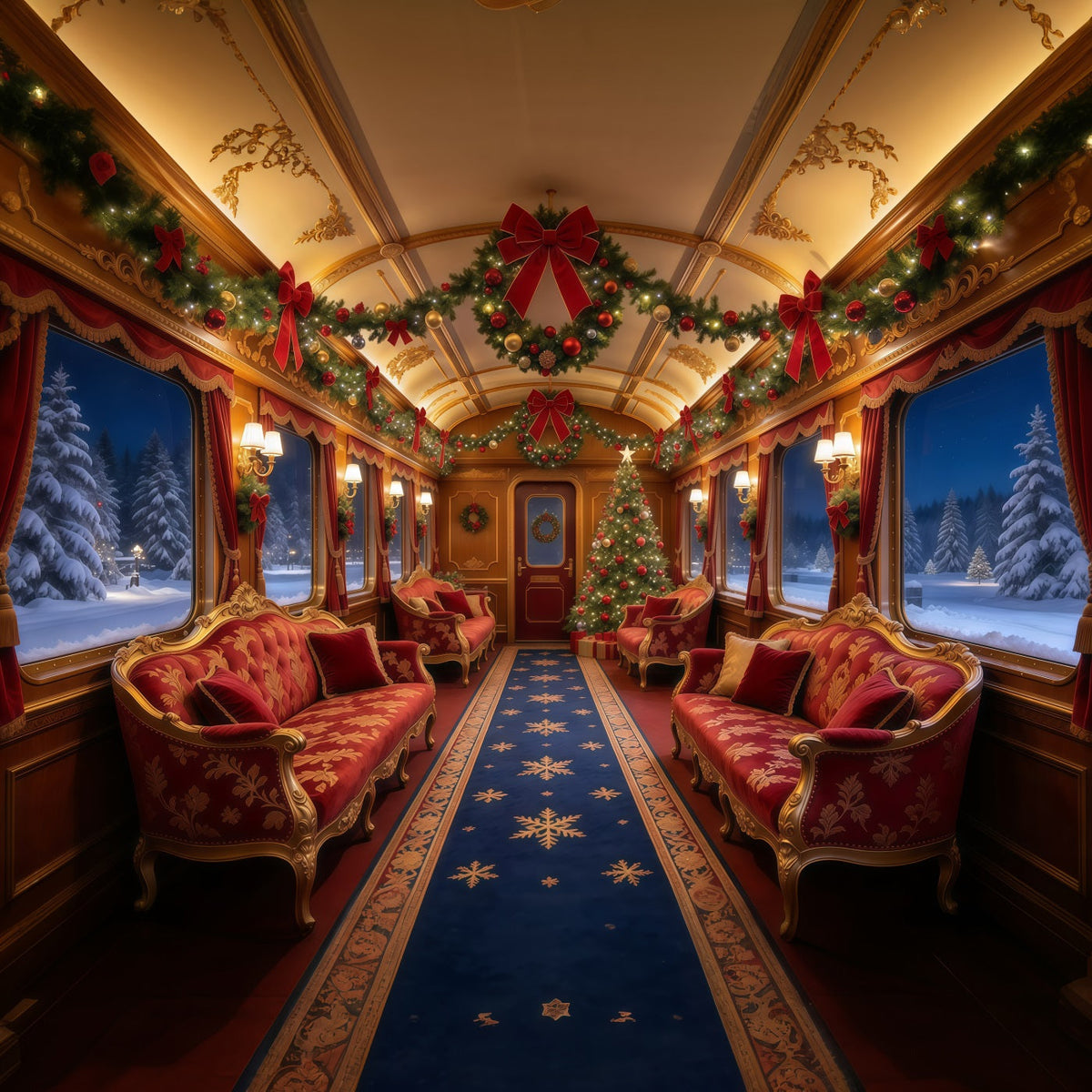 Weihnachtlicher Fotohintergrund Burgunderroter Samt Zug Innenraum GQ610-11