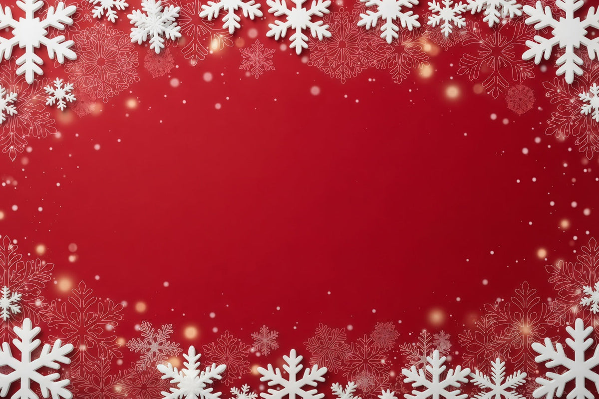 Weihnachtlicher Hintergrund Rote Schneeflocken Festlicher Rahmen GQ610-118