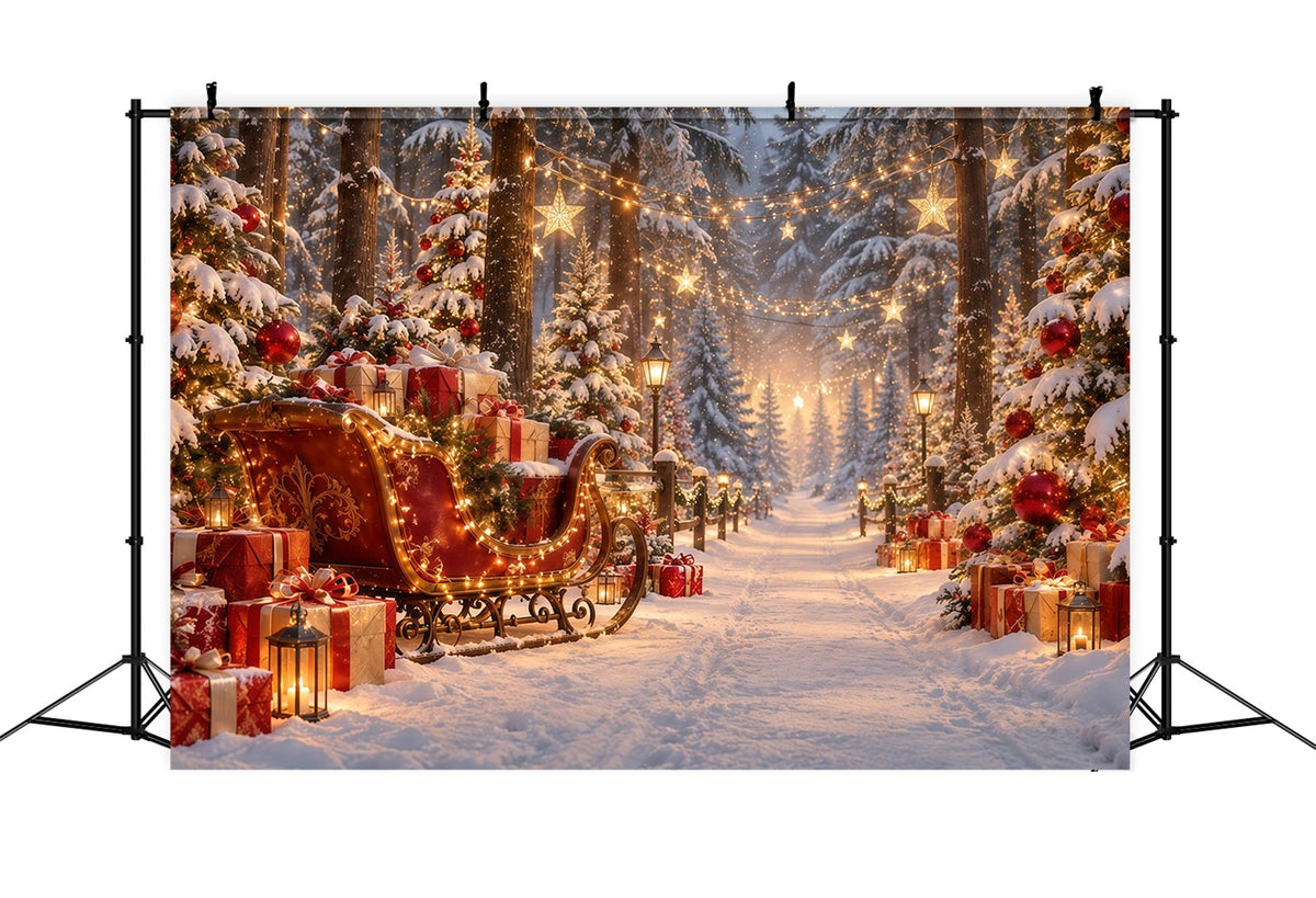 Weihnachtsbaum-Hintergrund Leuchtender Schlitten Geschenkeweg GQ610-121