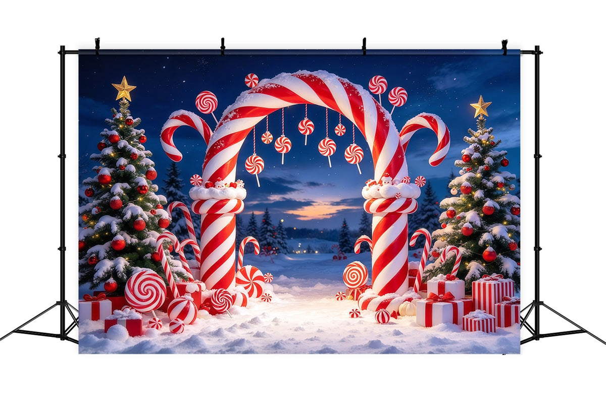 Weihnachtlicher Zuckerstangen Hintergrund Pfefferminzbonbonland Torbogen GQ610-18