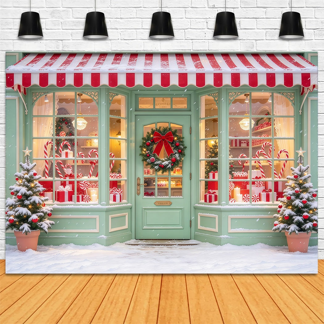 Weihnachtlicher Zuckerstangen Hintergrund Mintgrüne Pfefferminzboutique GQ610-20