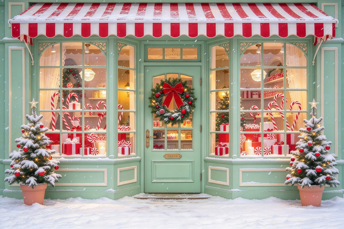 Weihnachtlicher Zuckerstangen Hintergrund Mintgrüne Pfefferminzboutique GQ610-20