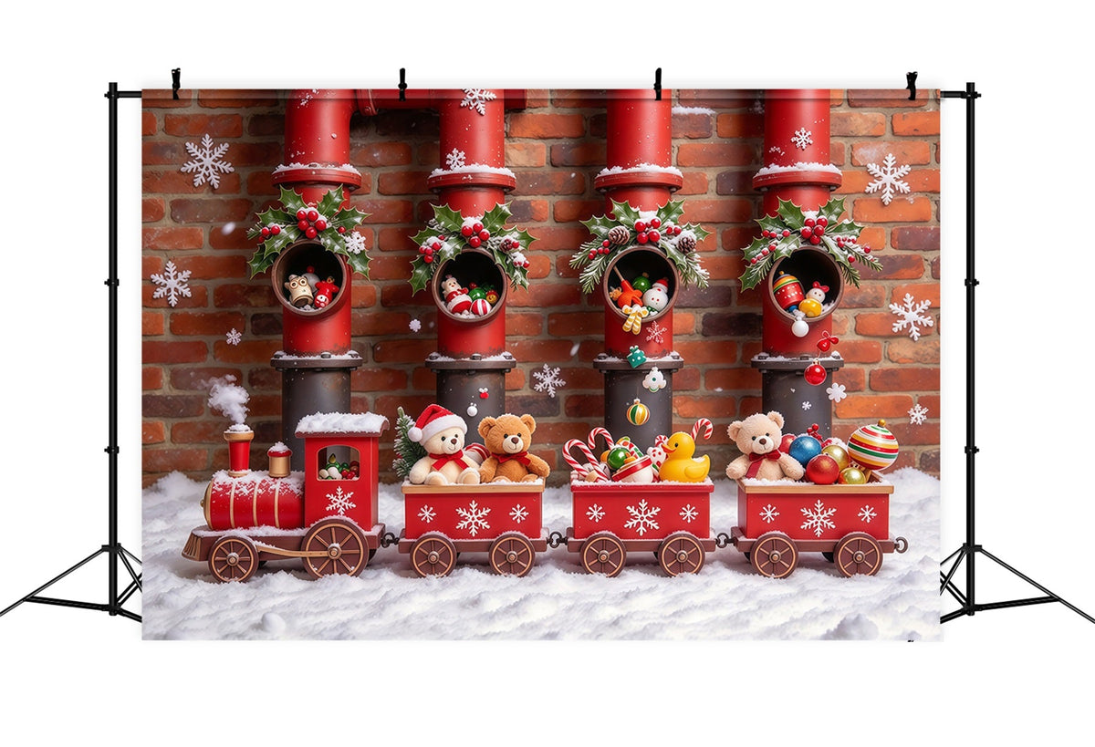 Weihnachtlicher Hintergrund Rote Spielzeugeisenbahn Parade GQ610-22