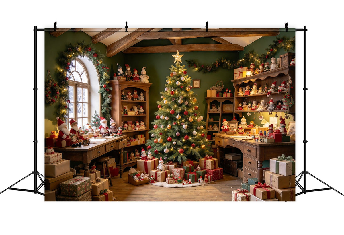 Santa Hintergrund Rustikale Spielzeugwerkstatt Dekoration GQ610-32