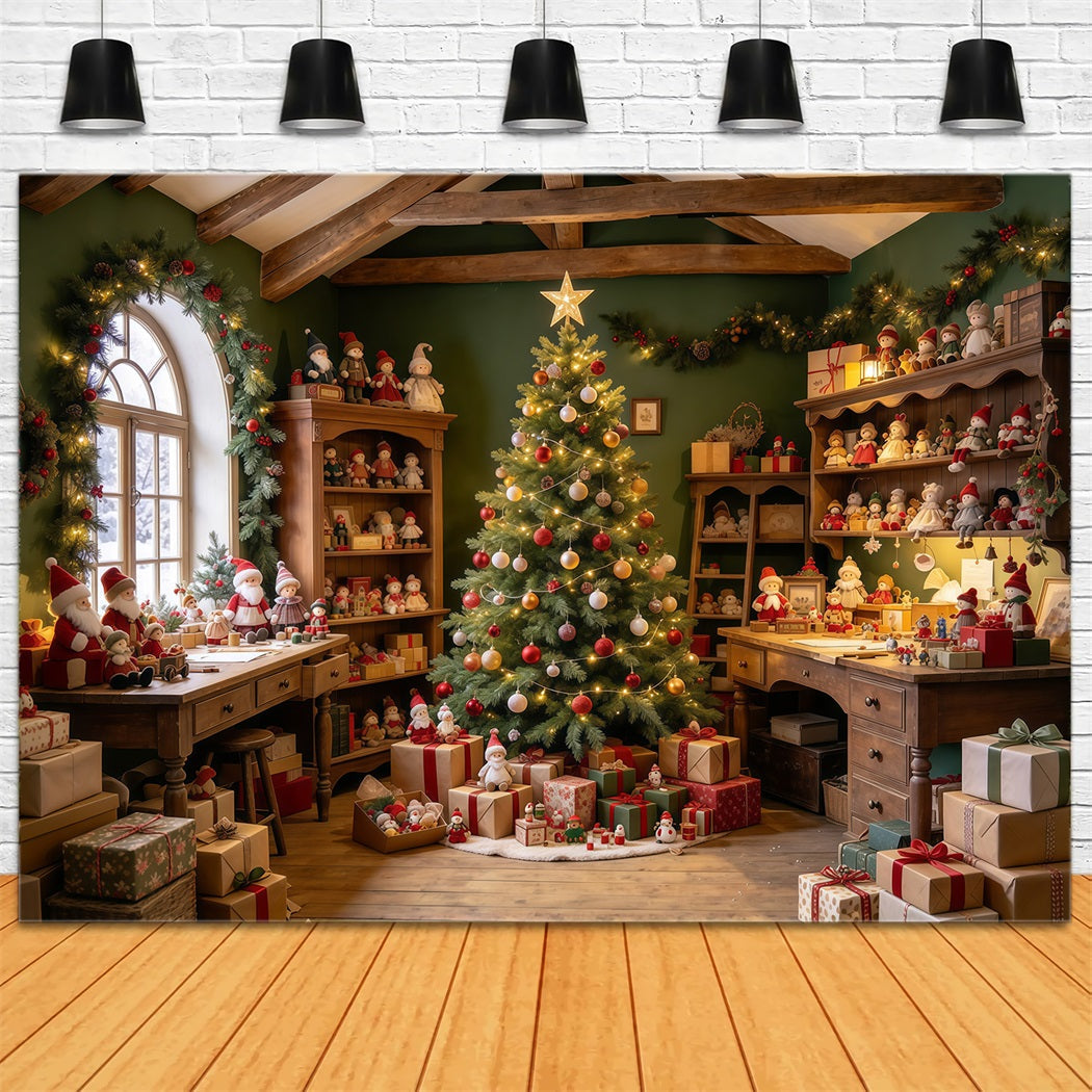 Santa Hintergrund Rustikale Spielzeugwerkstatt Dekoration GQ610-32