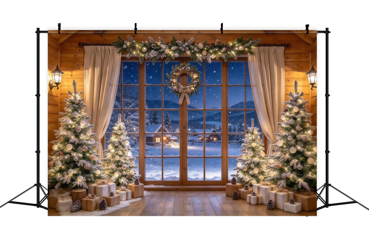 Santa Hintergrund Champagnerfarbene Tanne Fensterauslage GQ610-33