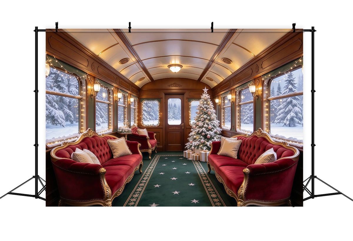 Weihnachtlicher Fotohintergrund Karmesinrote Samt Eisenbahnlounge GQ610-41