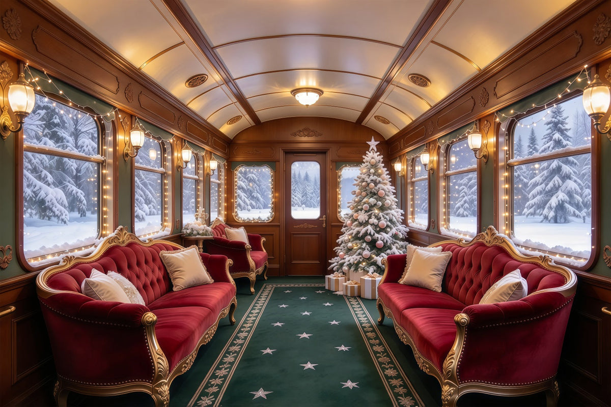 Weihnachtlicher Fotohintergrund Karmesinrote Samt Eisenbahnlounge GQ610-41